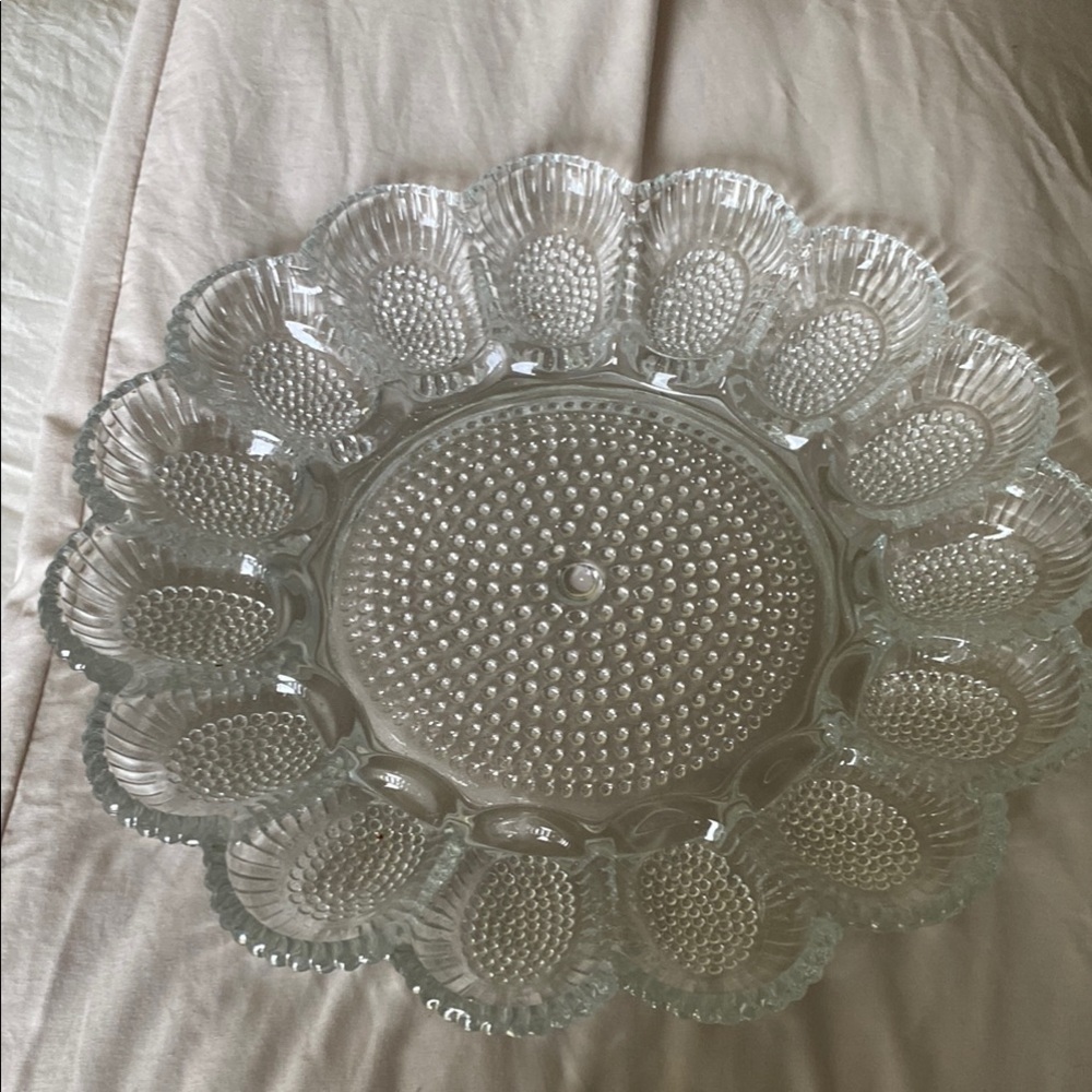 Elegant Textured Glass Serving Plate